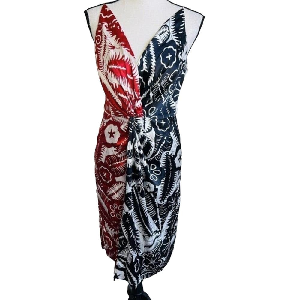 Delfi Collective tropical Print Sleeveless Twist Front Frankie Silk Dress Small